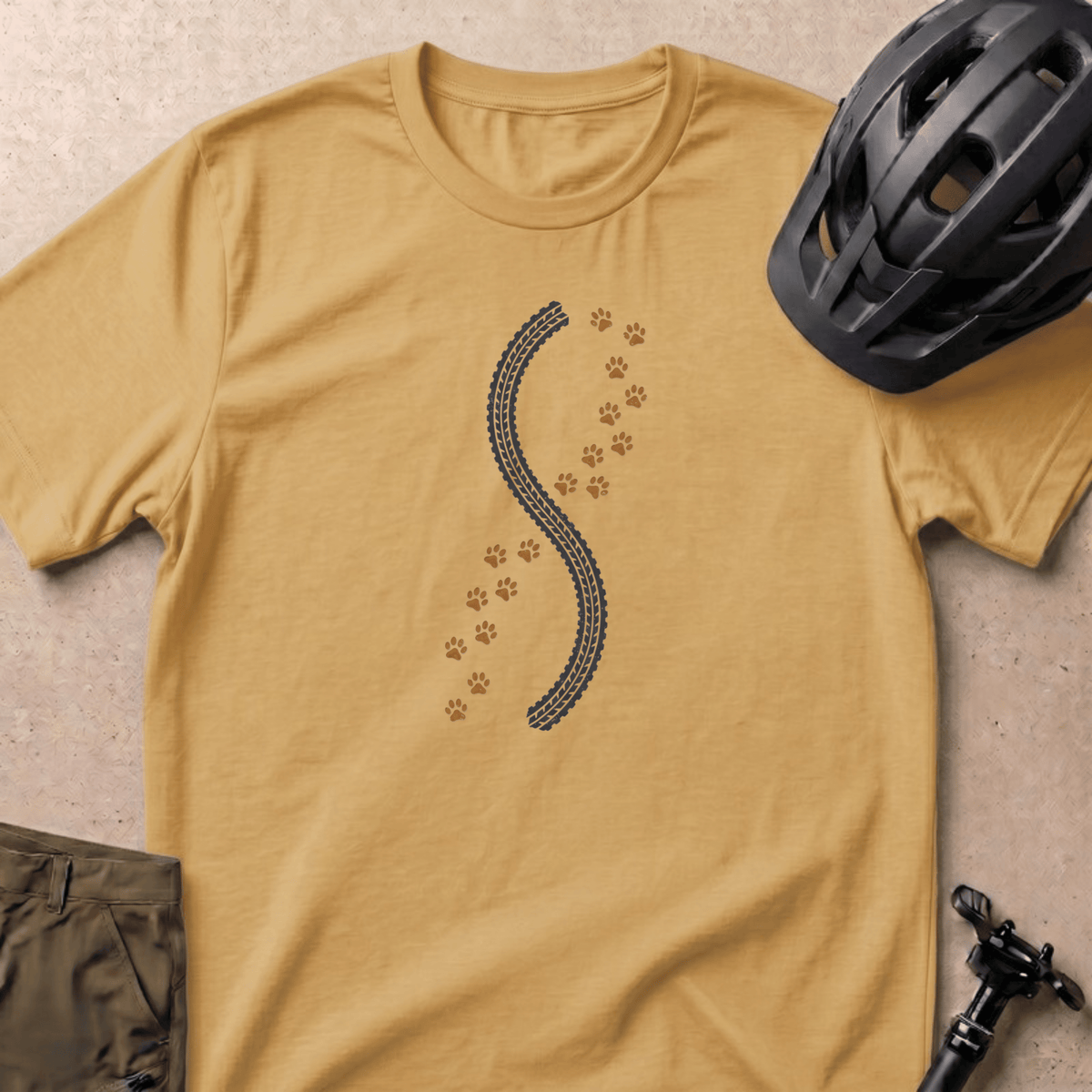 Paw and Tread T-shirt - Mustard